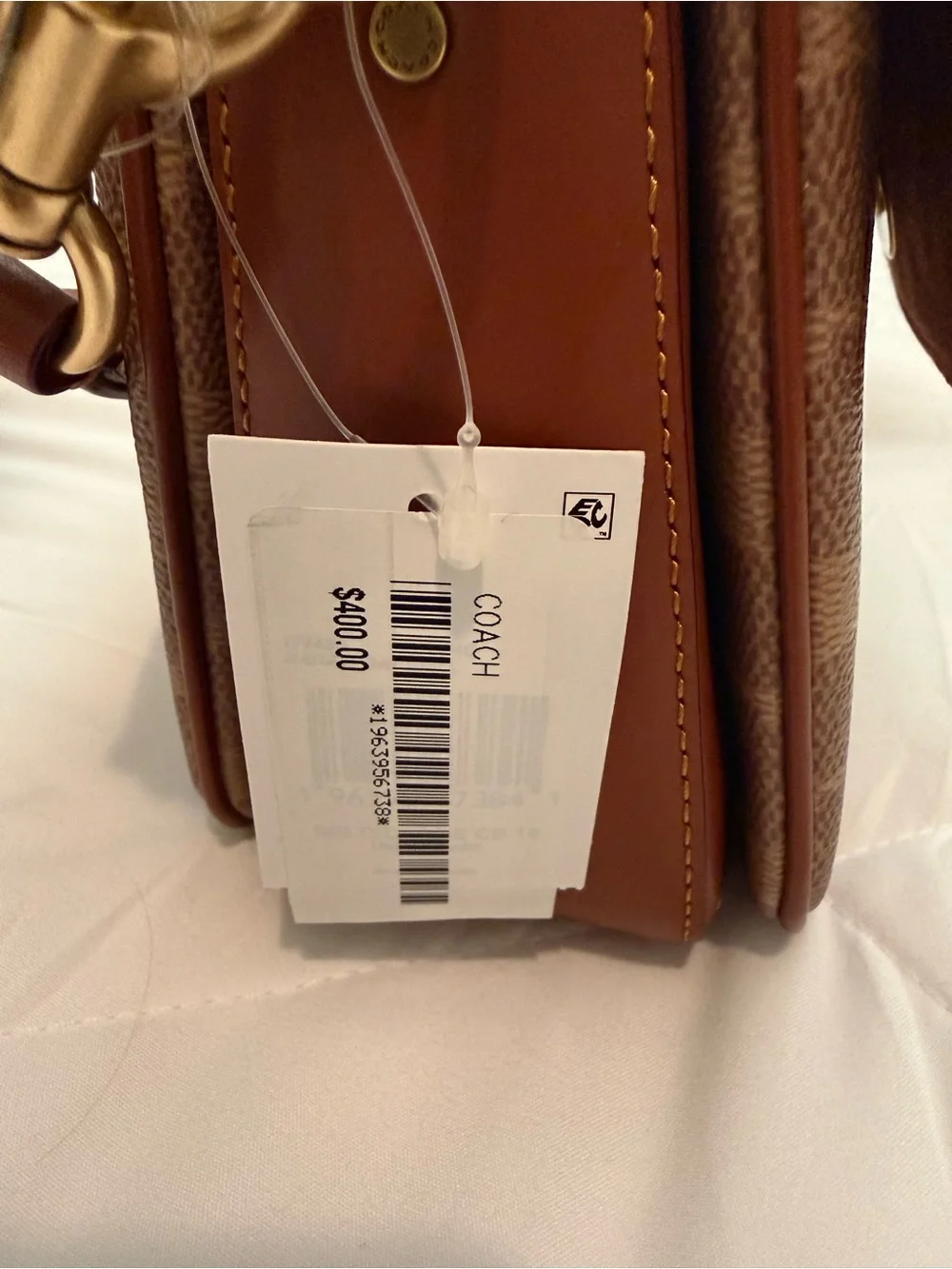 Coach Brown Leather & Signature Canvas Turnlock Shoulder Bag with Wallet